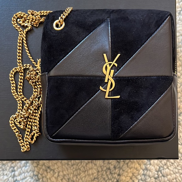 YSL Saint Laurent Jamie Cube Molly Suede Nero/Nero bag - Picture 2 of 11